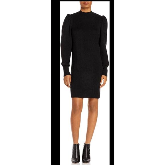 WAYF Womens Lola Sweaterdress Mock Neck Mini black dress size S NWT - Picture 1 of 6